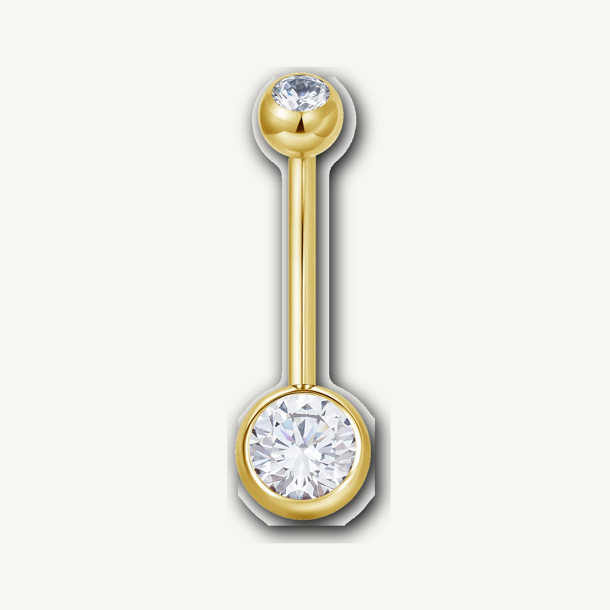 Implant Grade Titanium - Belly Button Ring - Gold - Clear CZ - 14G (1.6 x 14+5+8 mm) - product view
