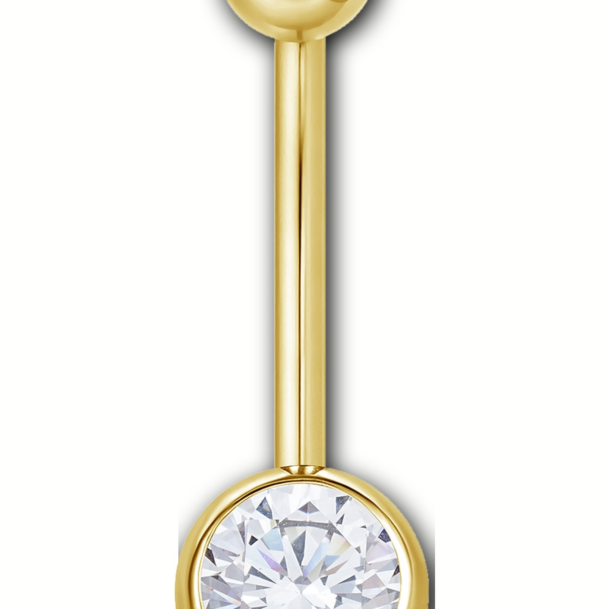 Implant Grade Titanium - Belly Button Ring - Gold - Clear CZ - 14G (1.6 x 14+5+8 mm) - detail view