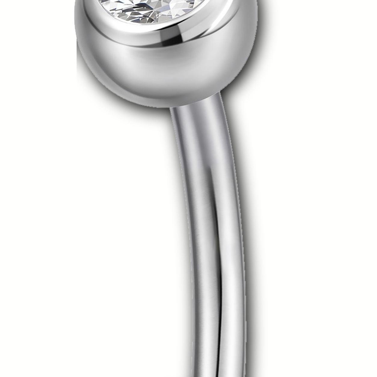 Implant Grade Titanium - Belly Button Ring - Silver - Clear CZ - 14G (1.6 x 8+5+4 mm) - detail view