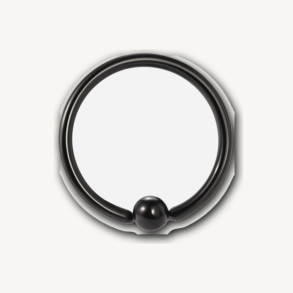 Implant Grade Titanium - Captive Bead Ring - Black - 20G (0.8 x 8+2 mm) - product view