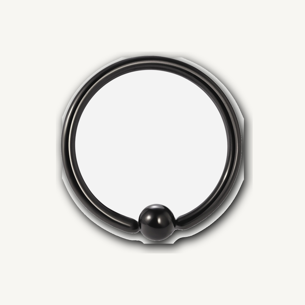 Implant Grade Titanium - Captive Bead Ring - Black - 20G (0.8 x 8+2 mm) - detail view