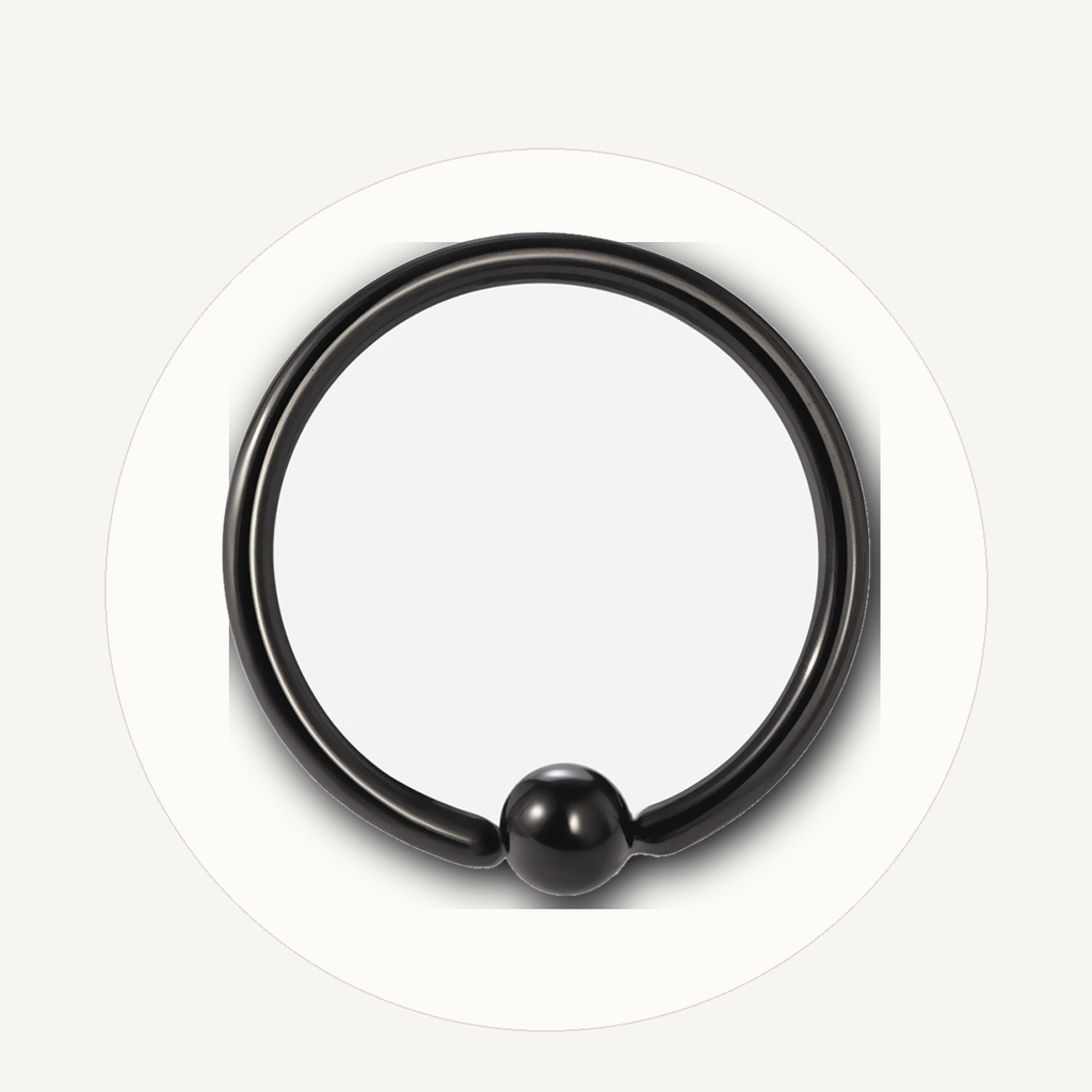 Implant Grade Titanium - Captive Bead Ring - Black - 20G (0.8 x 8+2 mm) - styling view