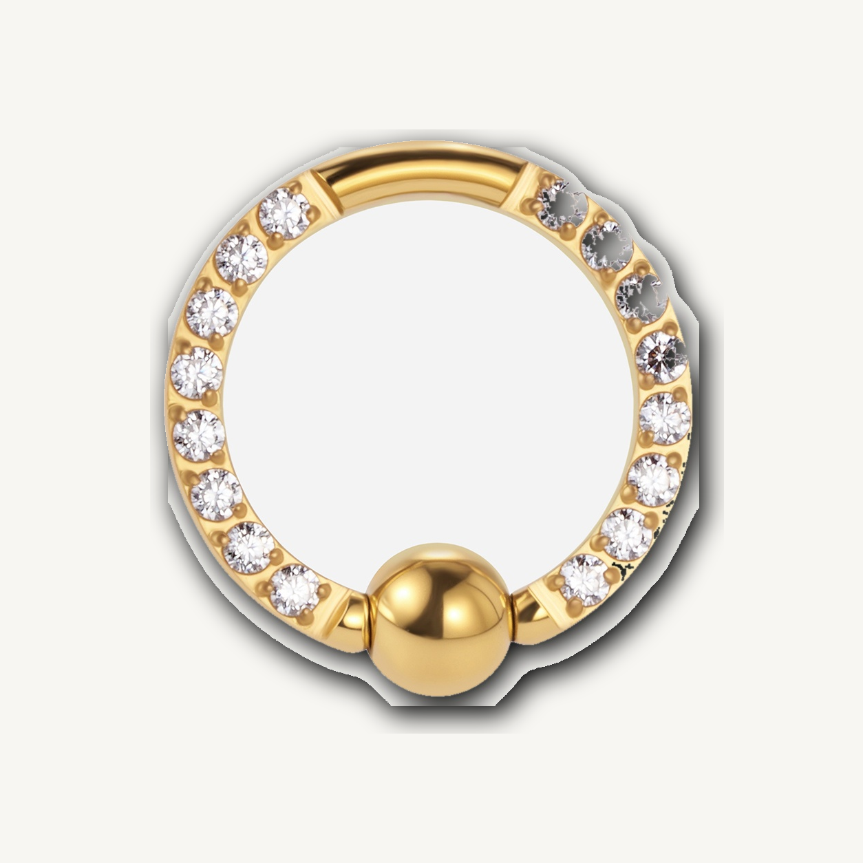 Implant Grade Titanium - Captive Bead Ring - Gold - Clear CZ - 16G (1.2 x 8 mm) - product view