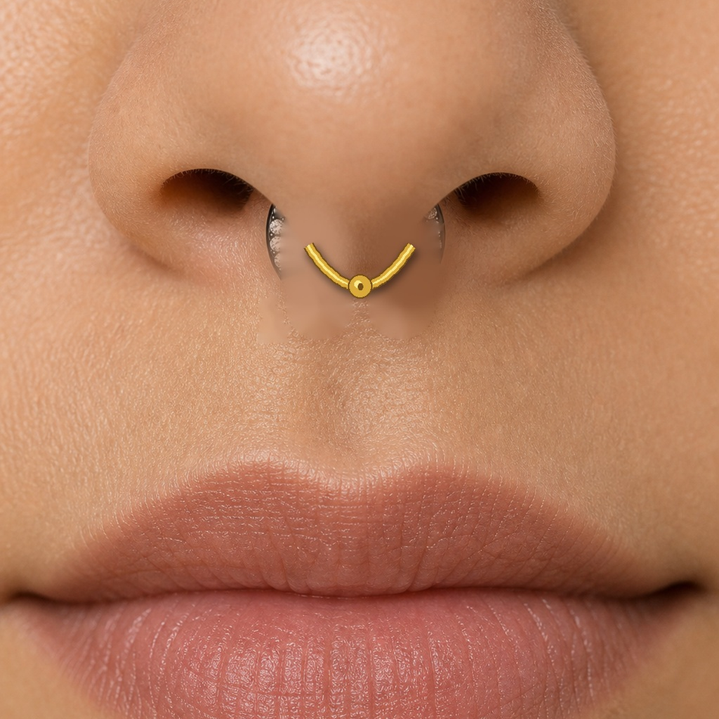 Implant Grade Titanium - Captive Bead Ring - Gold - Clear CZ - 16G (1.2 x 8 mm) - model wear view