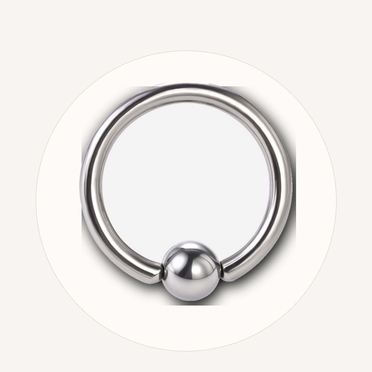 Implant Grade Titanium - Captive Bead Ring - Silver - 16G (1.2 x 8 mm) - styling view