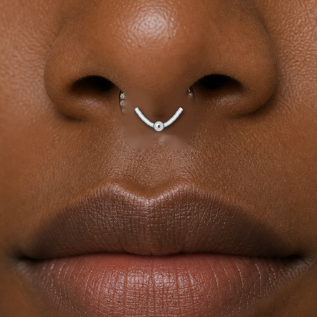 Implant Grade Titanium - Captive Bead Ring - Silver - OP05 - 16G (1.2 x 8+4 mm) - model wear view