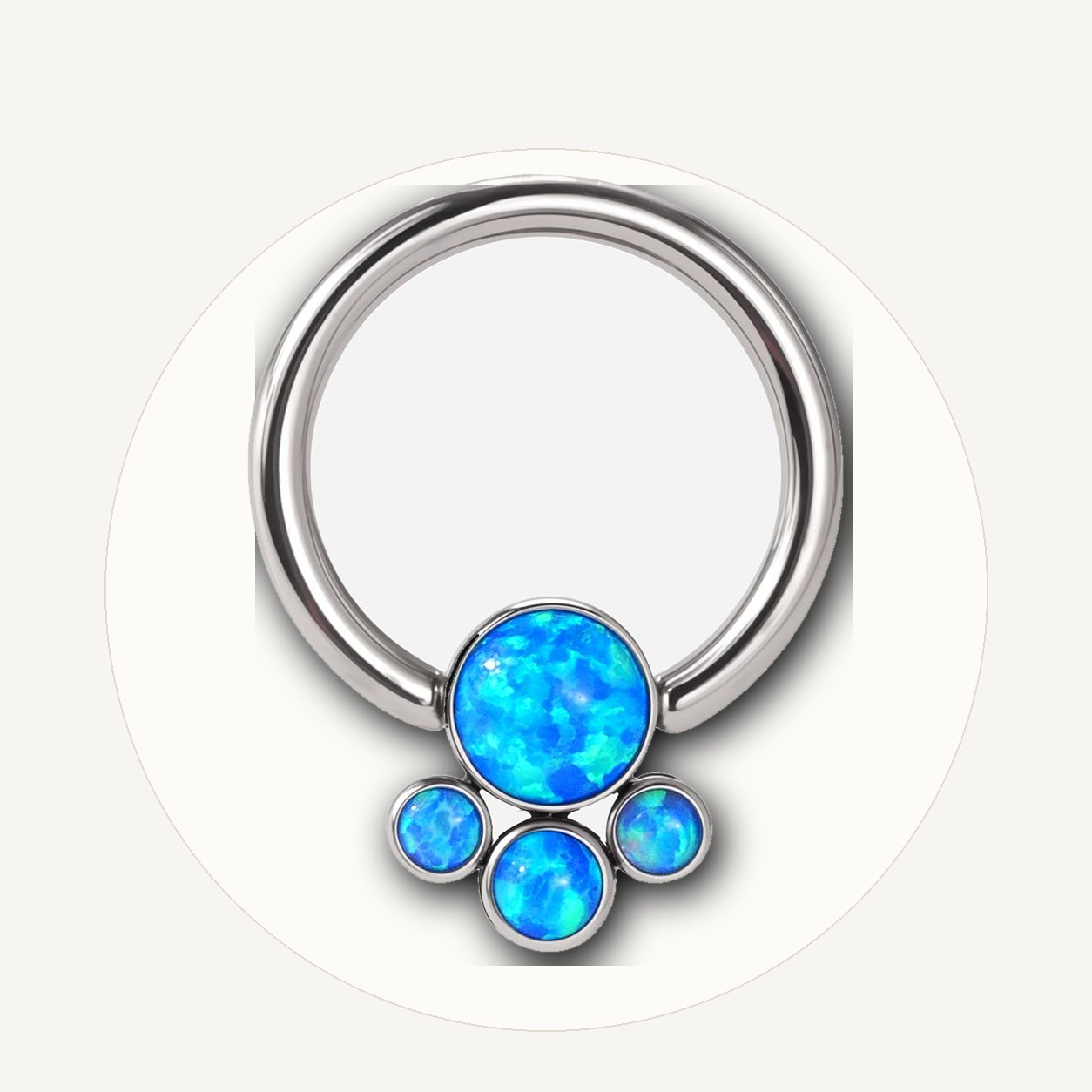 Implant Grade Titanium - Captive Bead Ring - Silver - OP05 - 16G (1.2 x 8+4 mm) - styling view