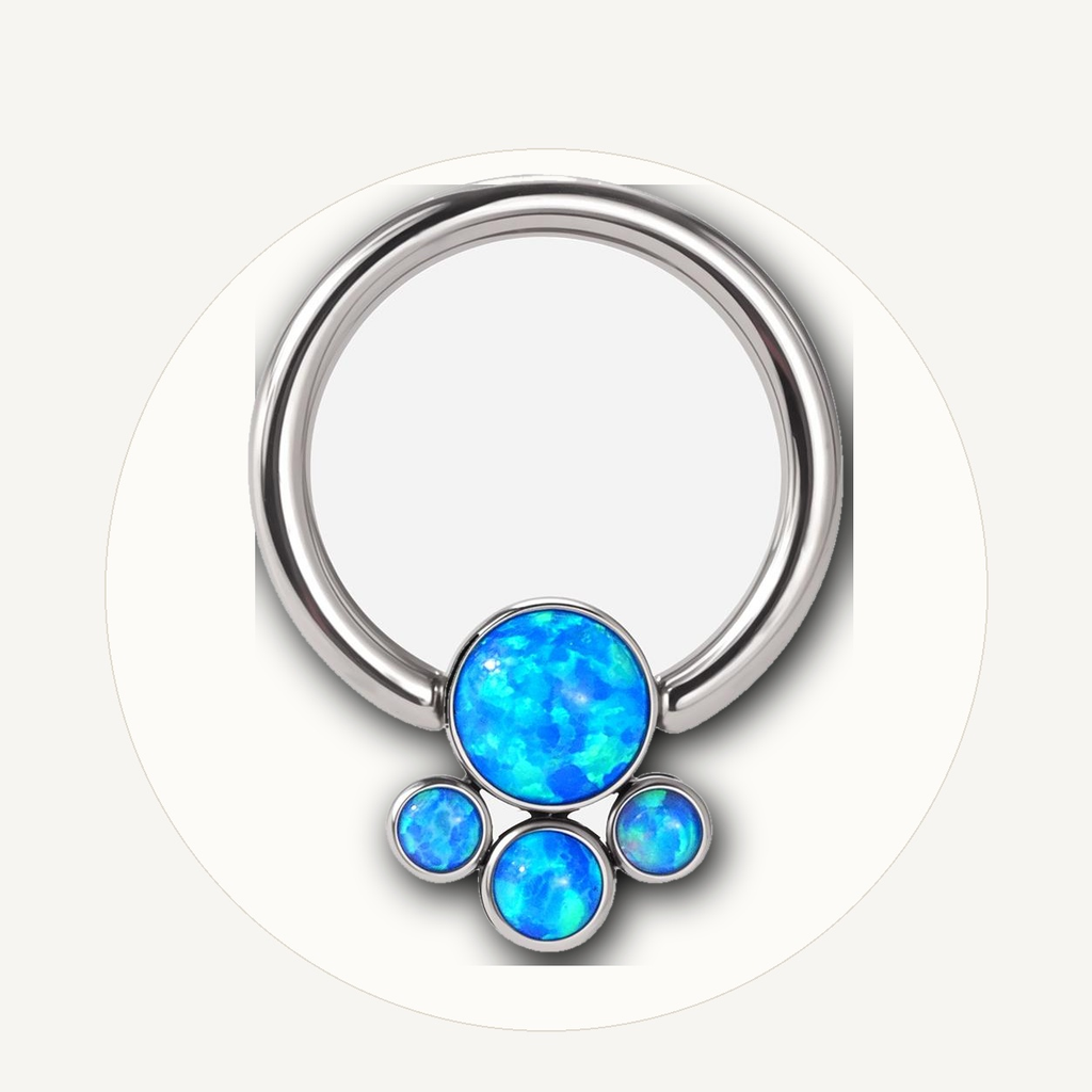Implant Grade Titanium - Captive Bead Ring - Silver - OP17 - 16G (1.2 x 8+4 mm) - styling view