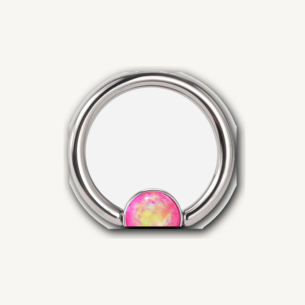 Implant Grade Titanium - Captive Bead Ring - Silver - OP42 - 16G (1.2 x 8+4 mm) - detail view