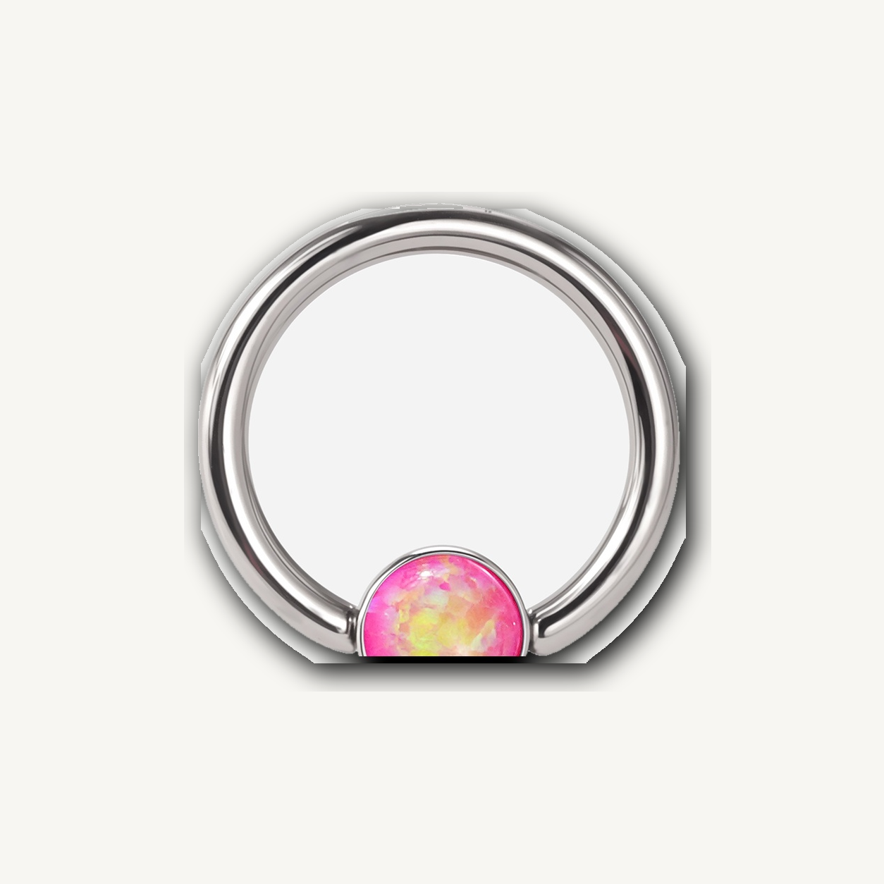 Implant Grade Titanium - Captive Bead Ring - Silver - OP42 - 16G (1.2 x 8+4 mm) - detail view