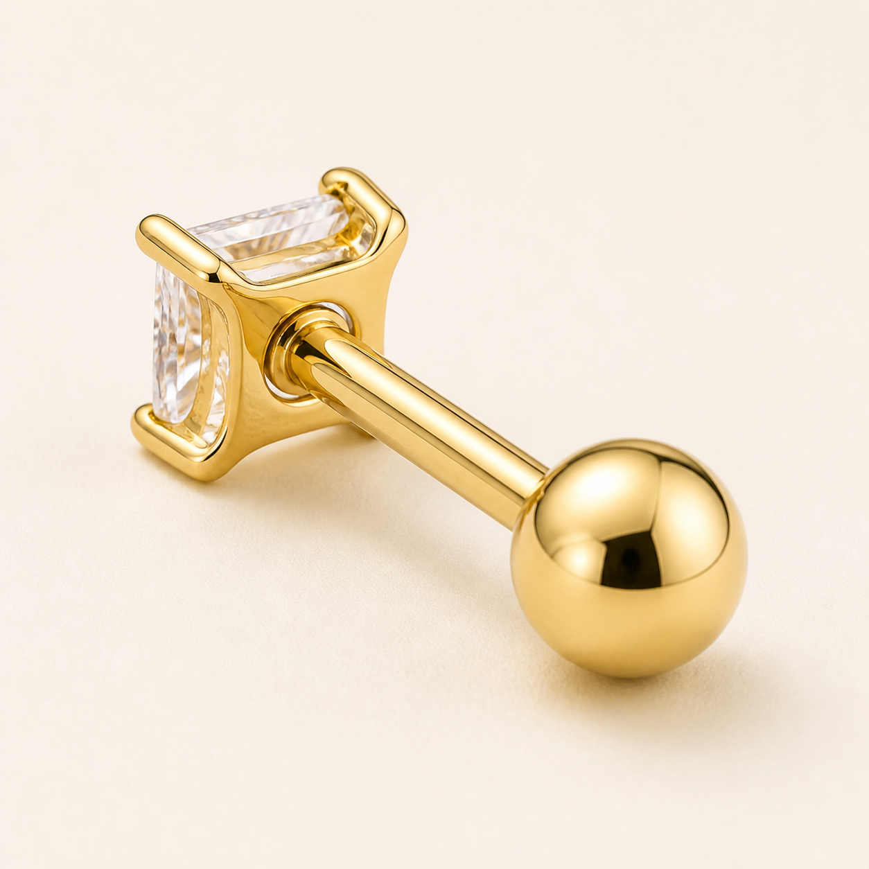 Implant Grade Titanium - Cartilage Jewelry - Gold - SW001 - 16G (1.2 x 6+3+3 mm) - detail view