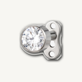 Implant Grade Titanium - Dermal - Silver - Clear CZ - 14G (1.6 x 2.5+3 mm) - product view