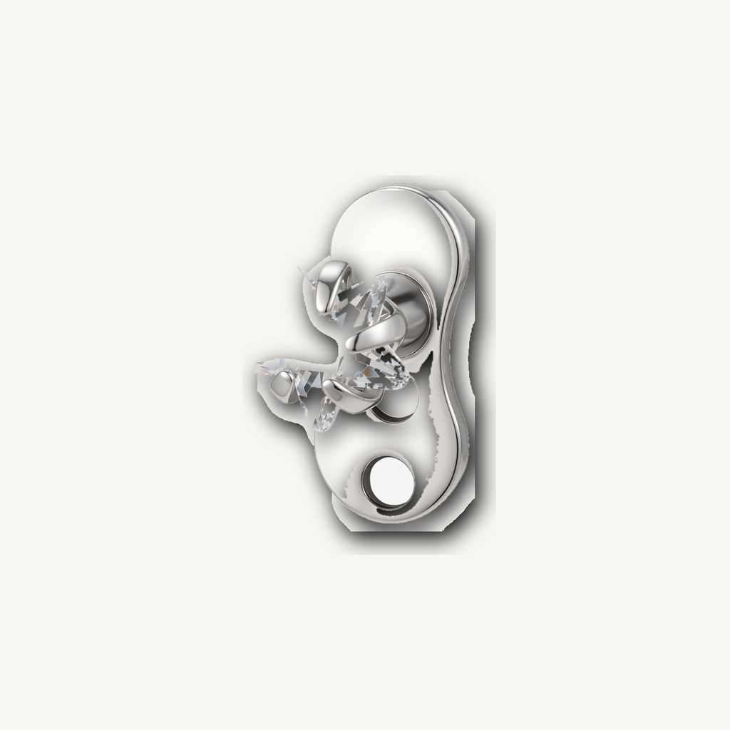 Implant Grade Titanium - Dermal - Silver - Clear CZ - 14G (1.6 x 2 mm) - product view