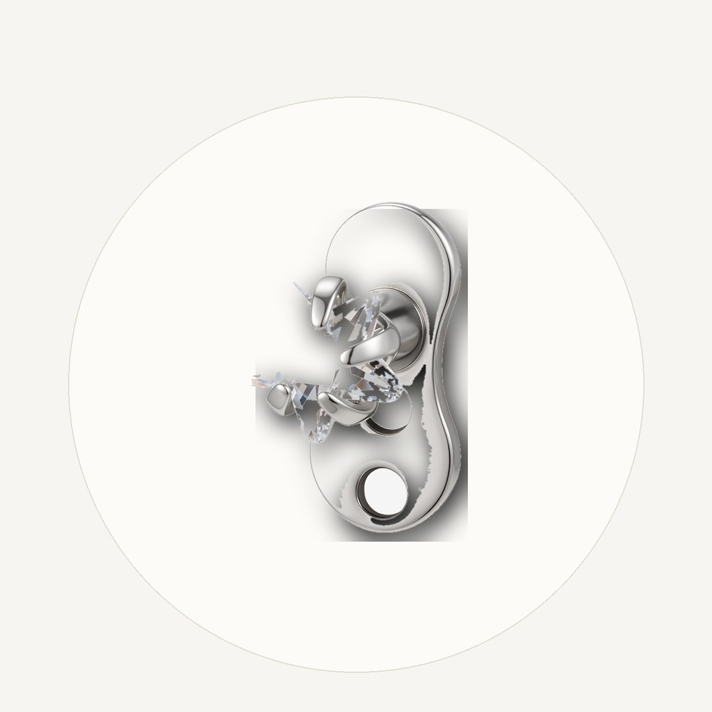 Implant Grade Titanium - Dermal - Silver - Clear CZ - 14G (1.6 x 2 mm) - styling view
