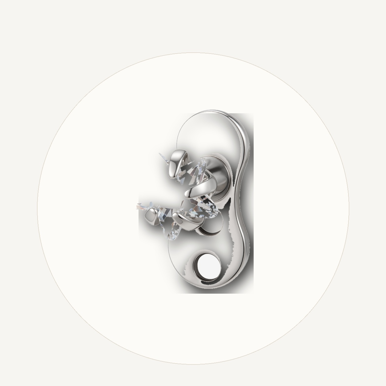 Implant Grade Titanium - Dermal - Silver - Clear CZ - 14G (1.6 x 2 mm) - styling view
