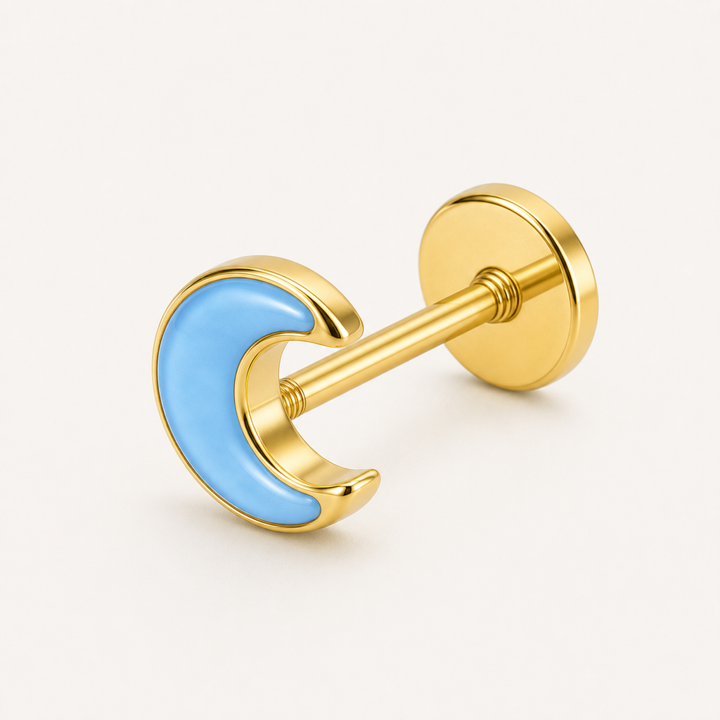 Implant Grade Titanium - Earring - Gold - 20G (0.8 x 8+4 mm) - detail view