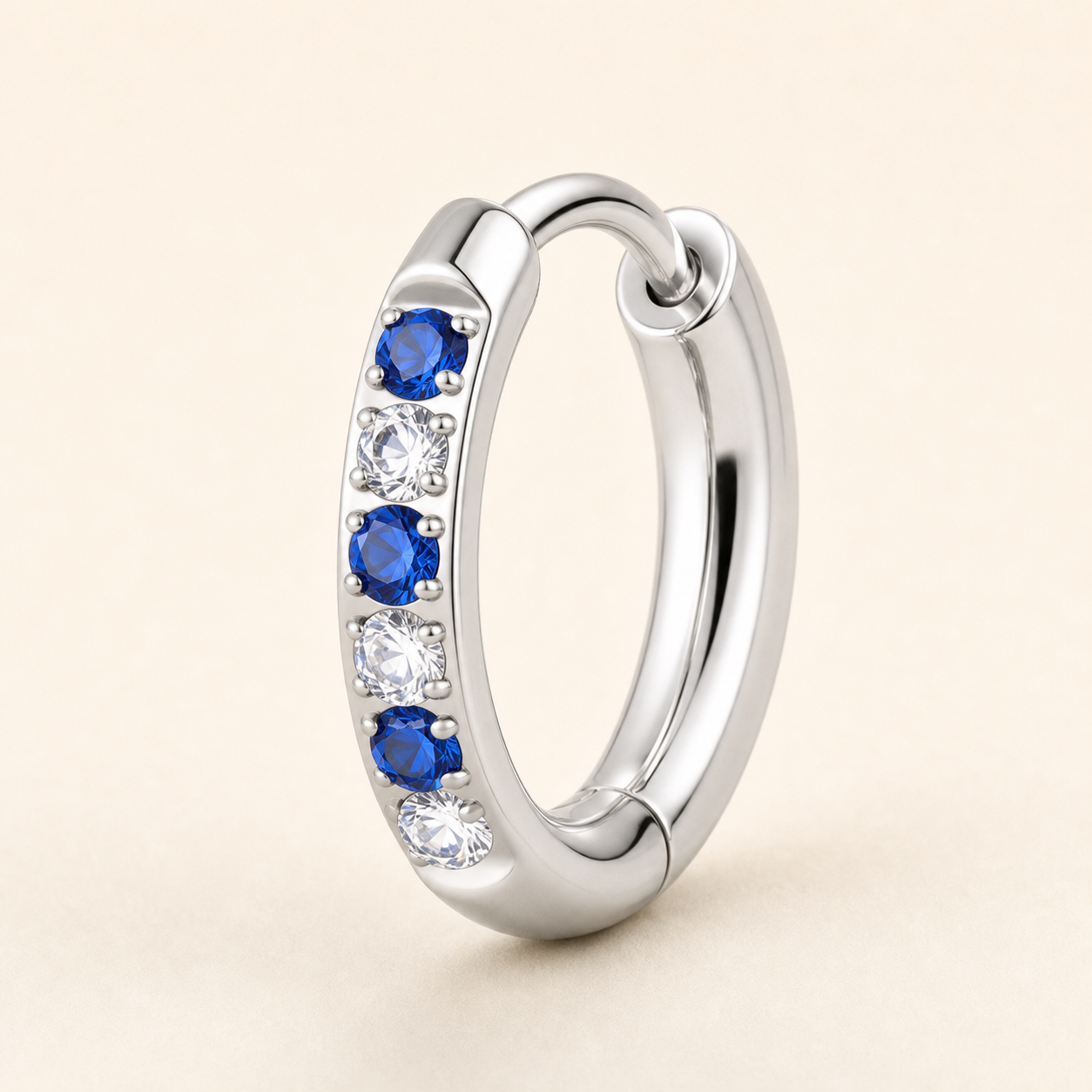 Implant Grade Titanium - Earring - Silver - Clear CZ - 20G (0.8 x 8 mm) - product view