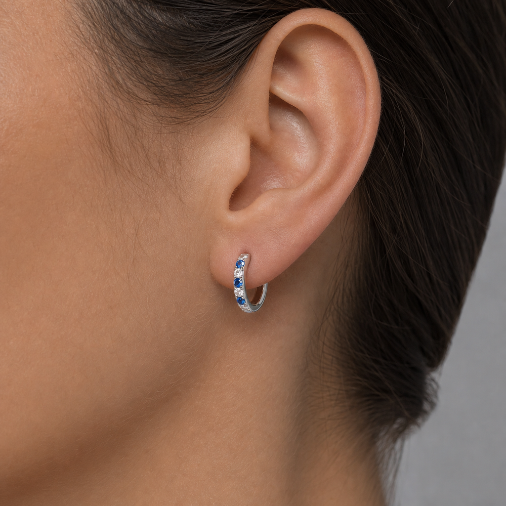 Implant Grade Titanium - Earring - Silver - Clear CZ - 20G (0.8 x 8 mm) - model wear view