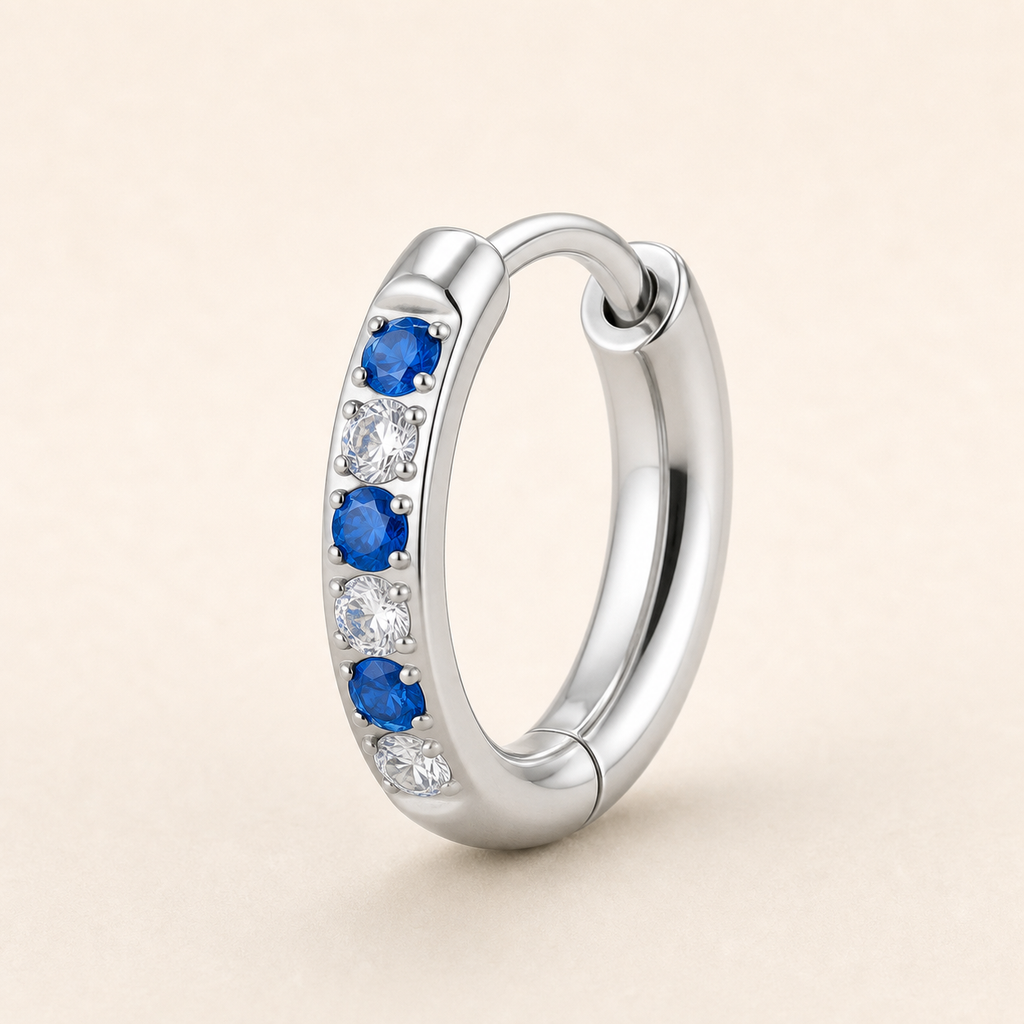 Implant Grade Titanium - Earring - Silver - Clear CZ - 20G (0.8 x 8 mm) - detail view