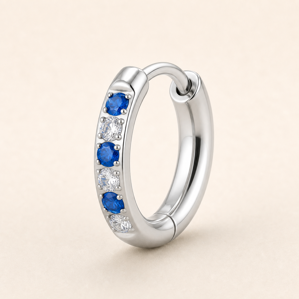 Implant Grade Titanium - Earring - Silver - Clear CZ - 20G (0.8 x 8 mm) - detail view