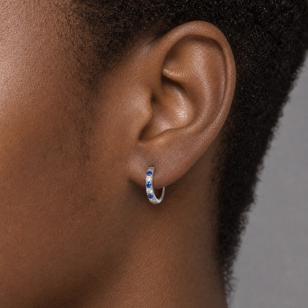 Implant Grade Titanium - Earring - Silver - Clear CZ - 20G (0.8 x 8 mm) - model wear view