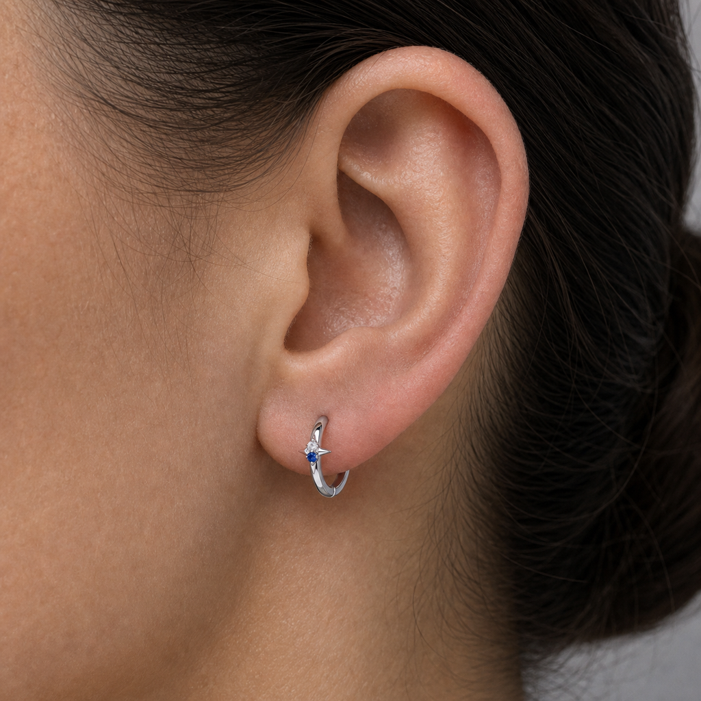 Implant Grade Titanium - Earring - Silver - CLCZ+NBL - 20G (0.8 x 8 mm) - model wear view