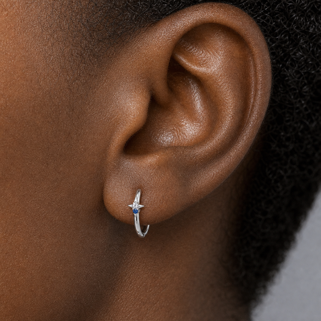 Implant Grade Titanium - Earring - Silver - CLCZ+NBL - 20G (0.8 x 8 mm) - model wear view