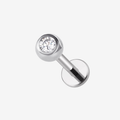 Implant Grade Titanium - Flat Back - Silver - Clear CZ - 16G (1.2 x 10+3 mm) - product view