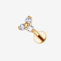 Implant Grade Titanium - Flat Back - Gold - CLCZ(1.5) - 16G (1.2 x 8+4+4 mm) - product view