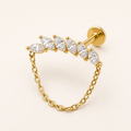 Implant Grade Titanium - Flat Back - Gold - Clear CZ - 16G (1.2 x 8+4 mm) - product view