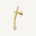 Implant Grade Titanium - Flat Back - Gold - Clear CZ - 16G (1.2 x 8+4 mm) - product view