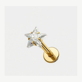Implant Grade Titanium - Flat Back - Gold - Clear CZ - 16G (1.2 x 8+4 mm) - product view
