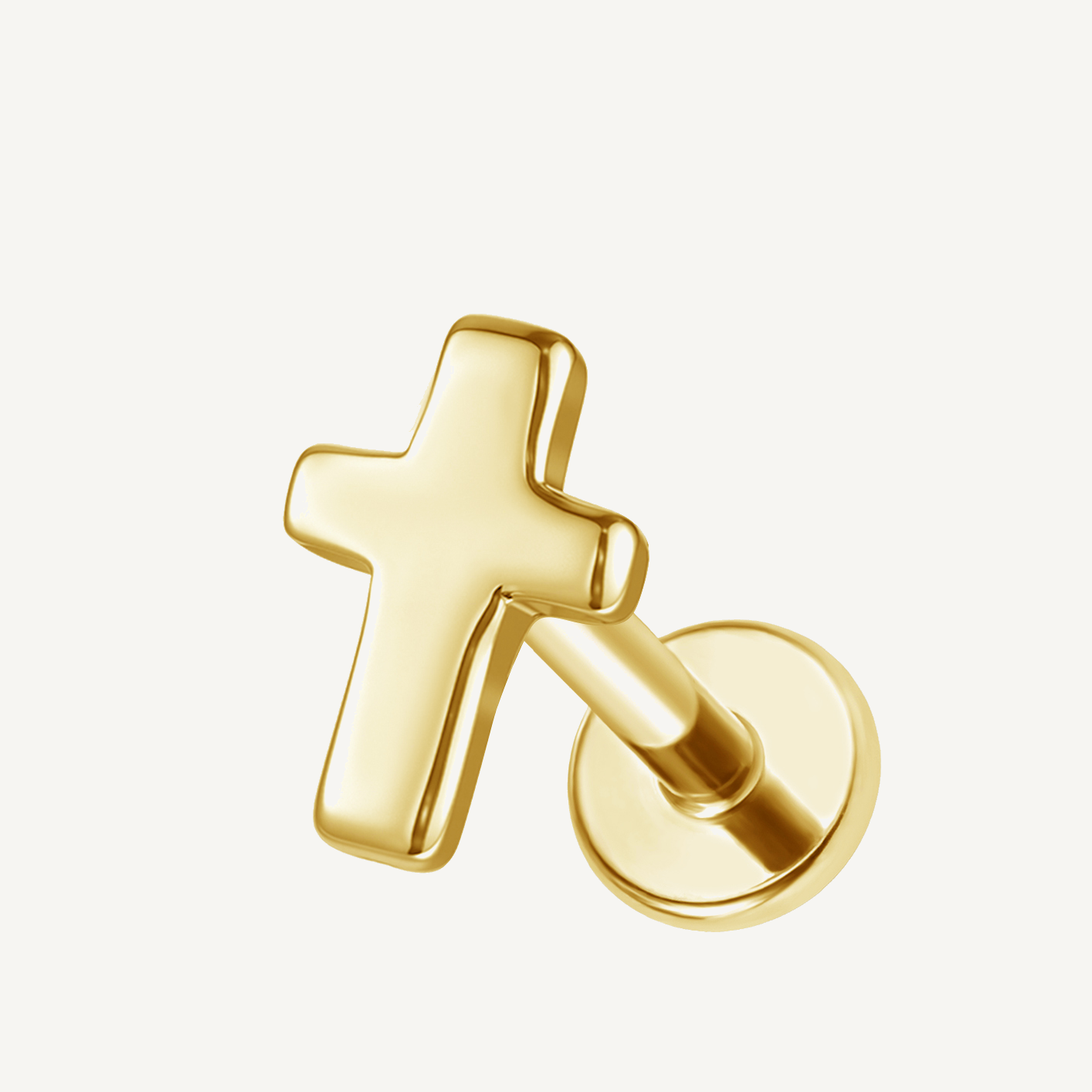 Implant Grade Titanium - Flat Back - Gold - 16G (1.2 x 8+4 mm) - product view