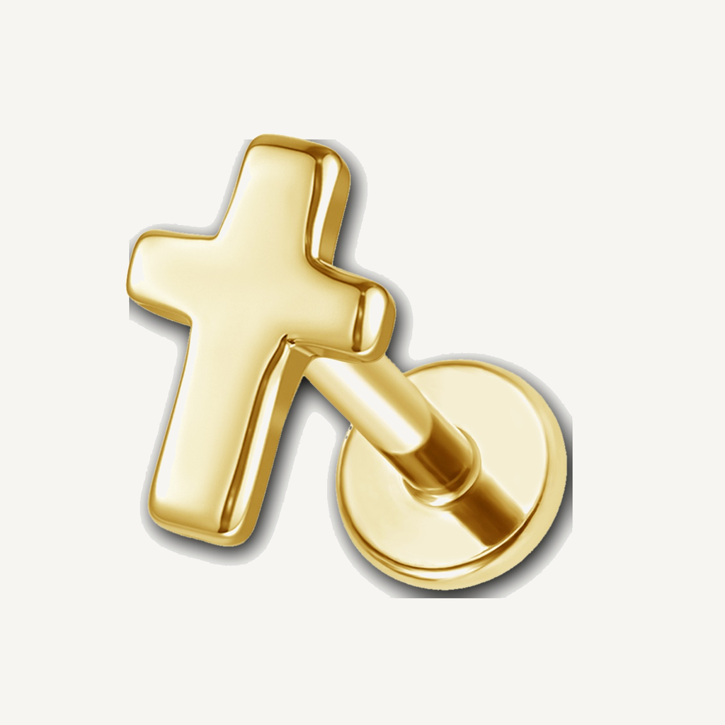 Implant Grade Titanium - Flat Back - Gold - 16G (1.2 x 8+4 mm) - detail view