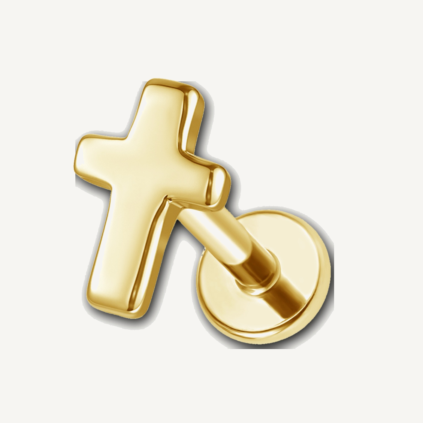 Implant Grade Titanium - Flat Back - Gold - 16G (1.2 x 8+4 mm) - detail view