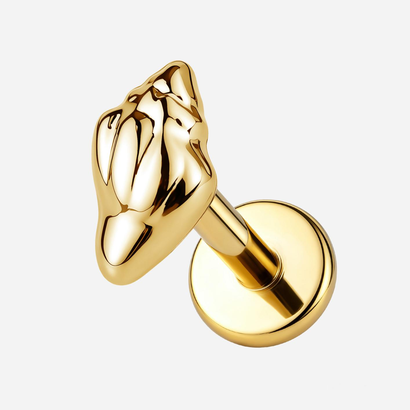Implant Grade Titanium - Flat Back - Gold - 18G (1.0 x 6+4 mm) - product view