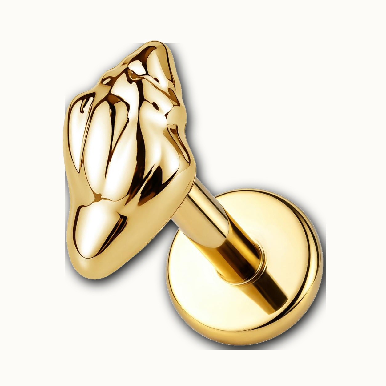 Implant Grade Titanium - Flat Back - Gold - 18G (1.0 x 6+4 mm) - detail view