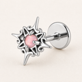 Implant Grade Titanium - Flat Back - Silver - Light Blue - 16G (1.2 x 6+4 mm) - product view
