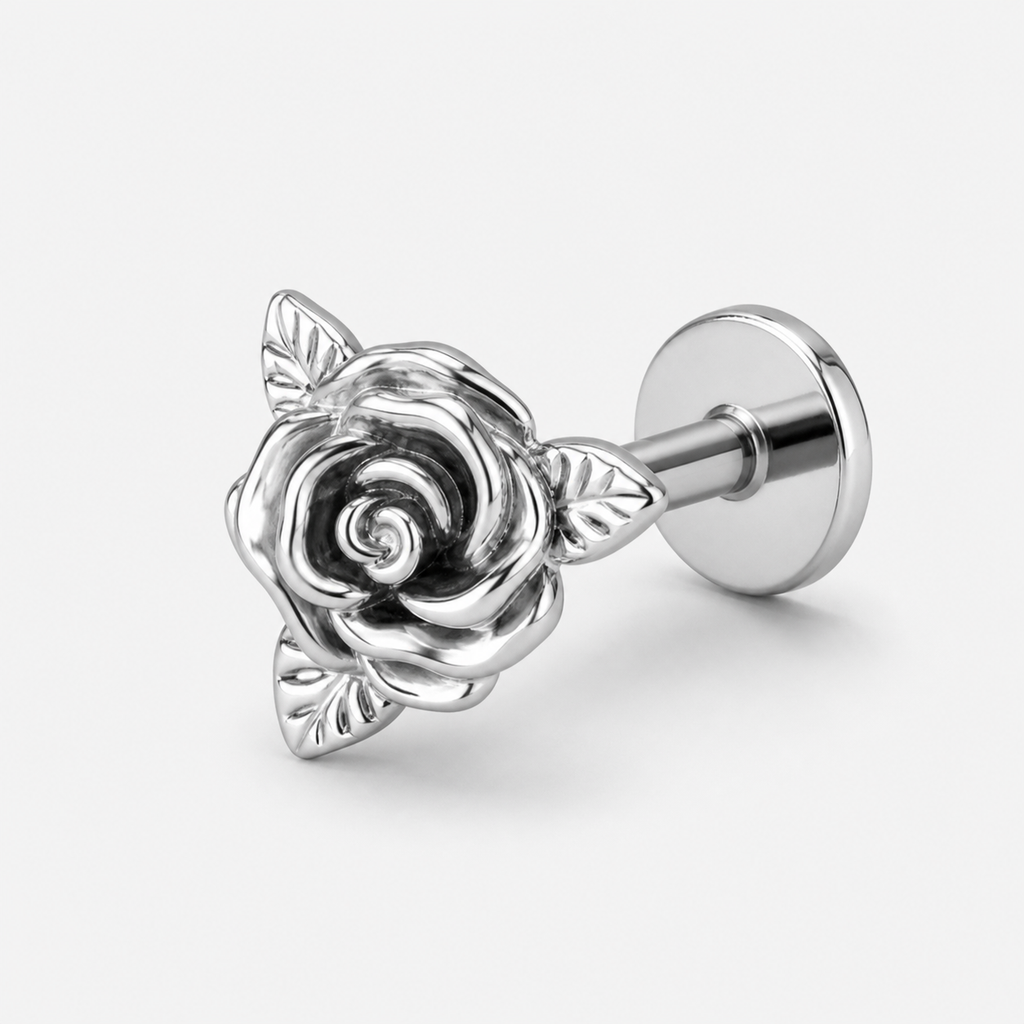 Implant Grade Titanium - Flat Back - Silver - 16G (1.2 x 6+4 mm) - detail view