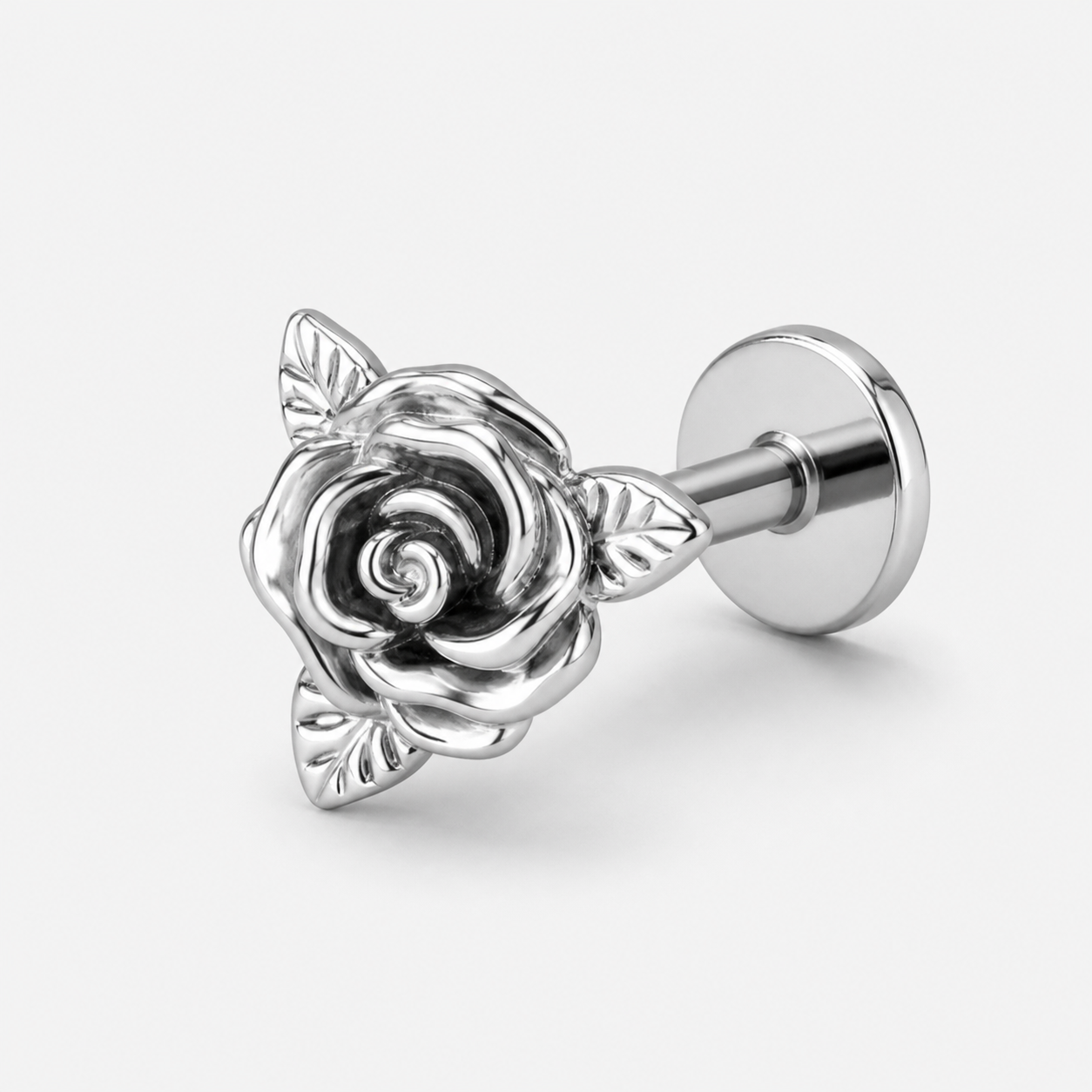 Implant Grade Titanium - Flat Back - Silver - 16G (1.2 x 6+4 mm) - detail view