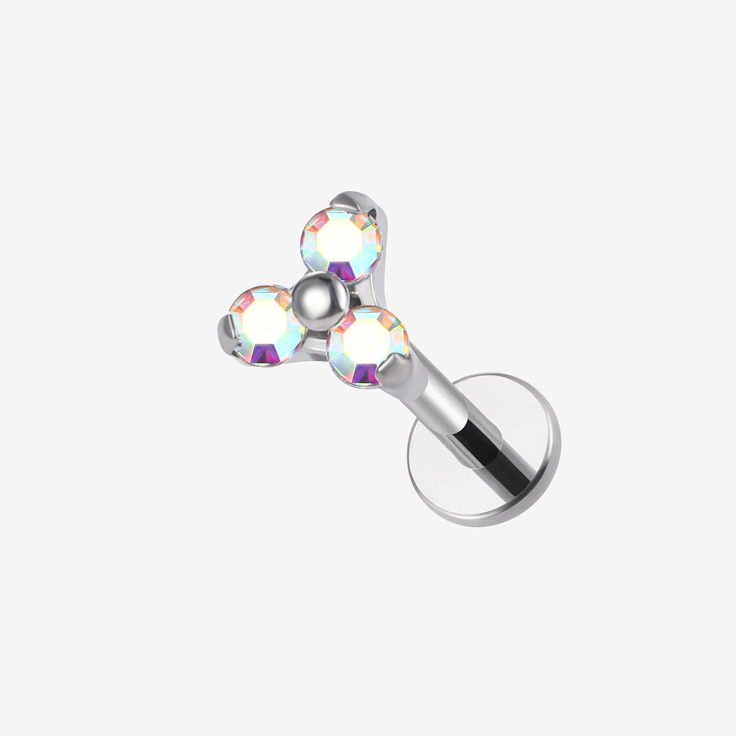 Implant Grade Titanium - Flat Back - Silver - ABCZ - 16G (1.2 x 8+4 mm) - product view