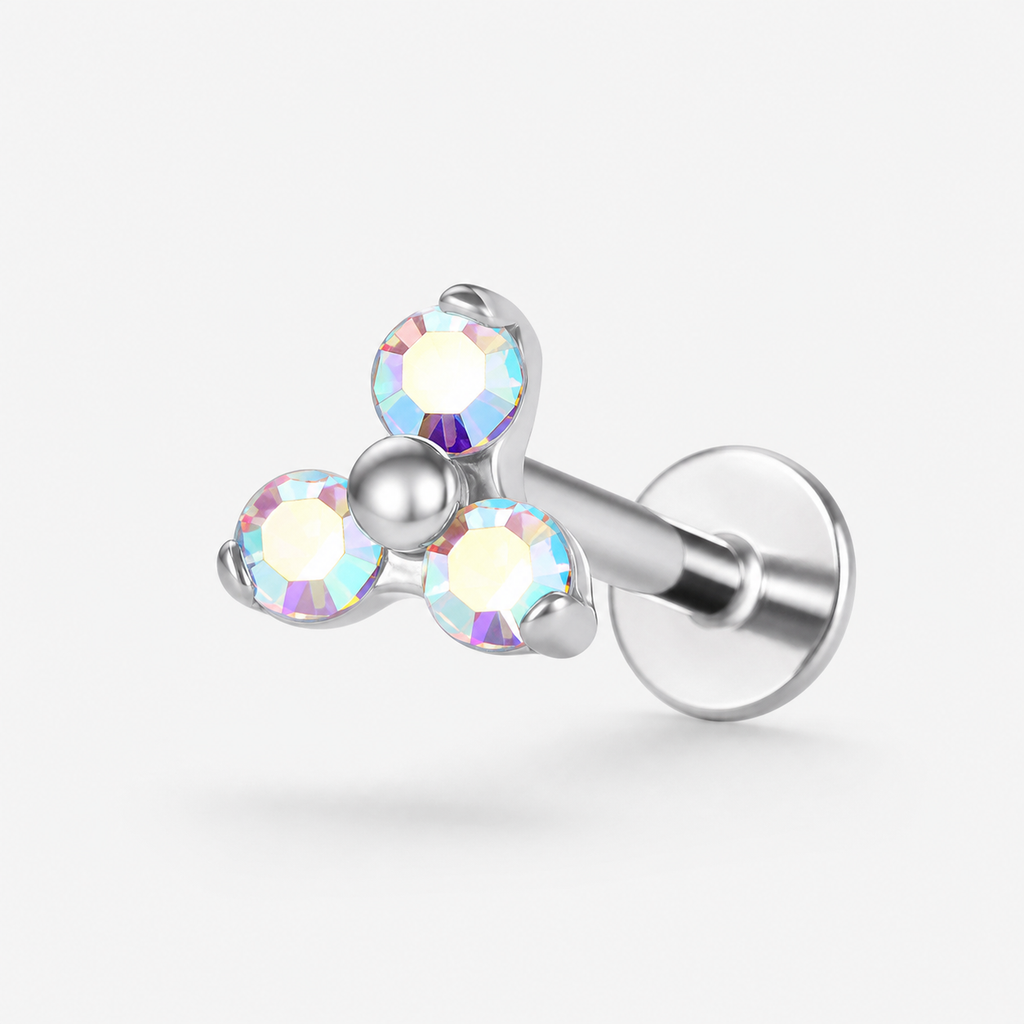 Implant Grade Titanium - Flat Back - Silver - ABCZ - 16G (1.2 x 8+4 mm) - detail view