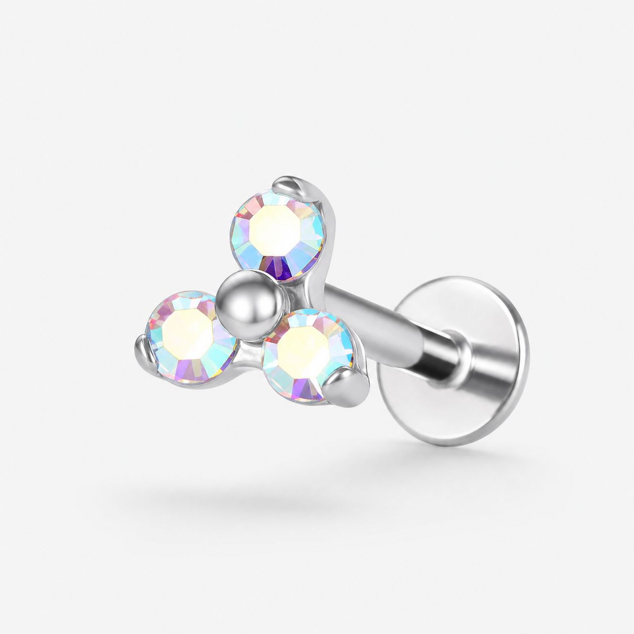 Implant Grade Titanium - Flat Back - Silver - ABCZ - 16G (1.2 x 8+4 mm) - detail view