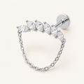 Implant Grade Titanium - Flat Back - Silver - Clear CZ - 16G (1.2 x 8+4 mm) - product view