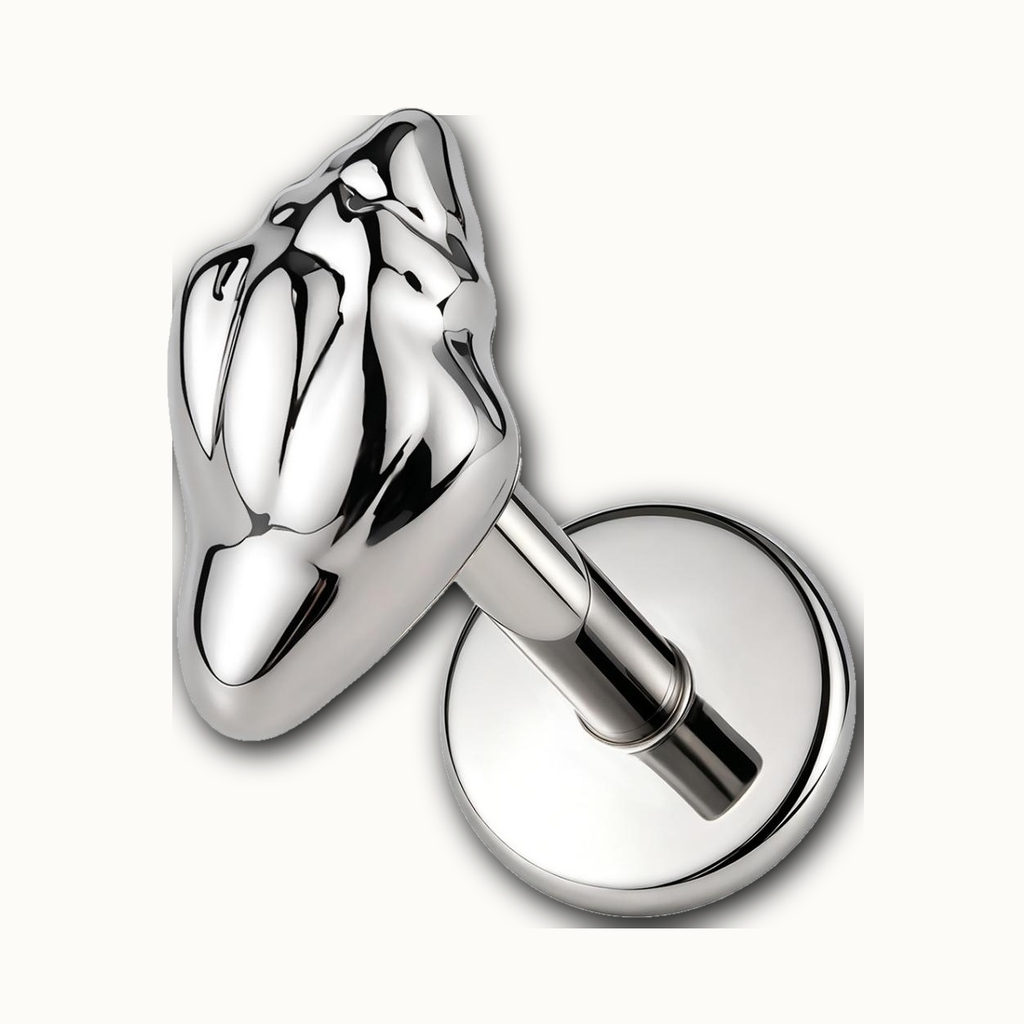 Implant Grade Titanium - Flat Back - Silver - 18G (1.0 x 6+4 mm) - detail view
