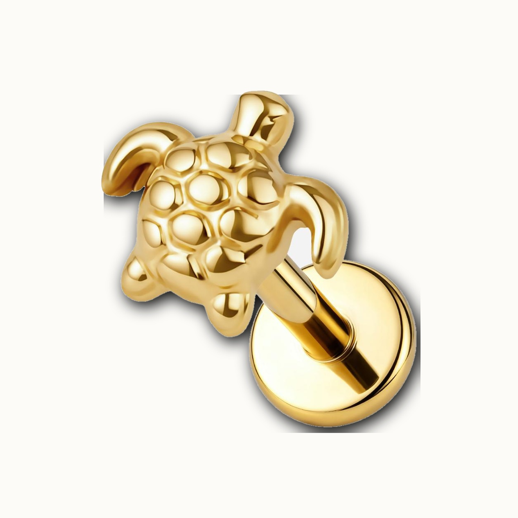 Implant Grade Titanium - Flat Back - Gold - 18G (1.0 x 6+4 mm) - detail view