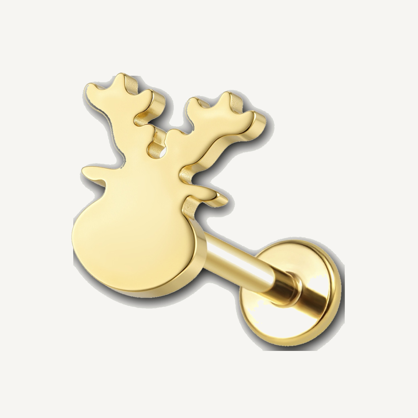 Implant Grade Titanium - Flat Back - Gold - 18G (1.0 x 8+6+3 mm) - detail view