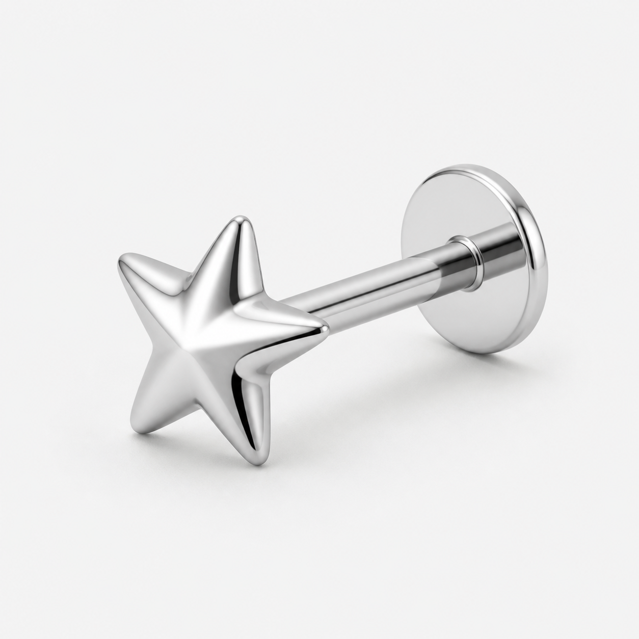 Implant Grade Titanium - Flat Back - Silver - 16G (1.2 x 6+4 mm) - detail view