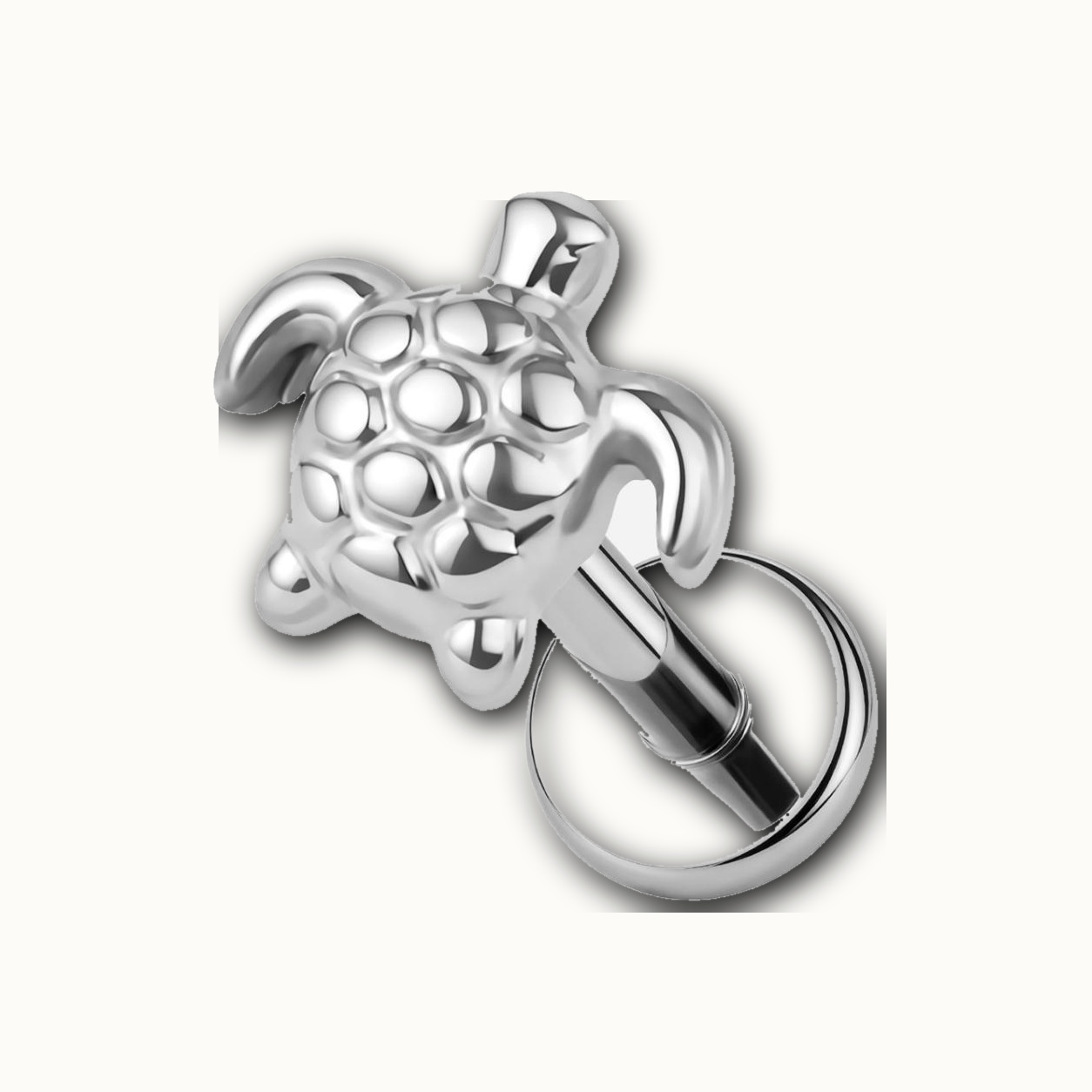 Implant Grade Titanium - Flat Back - Silver - 18G (1.0 x 6+4 mm) - detail view
