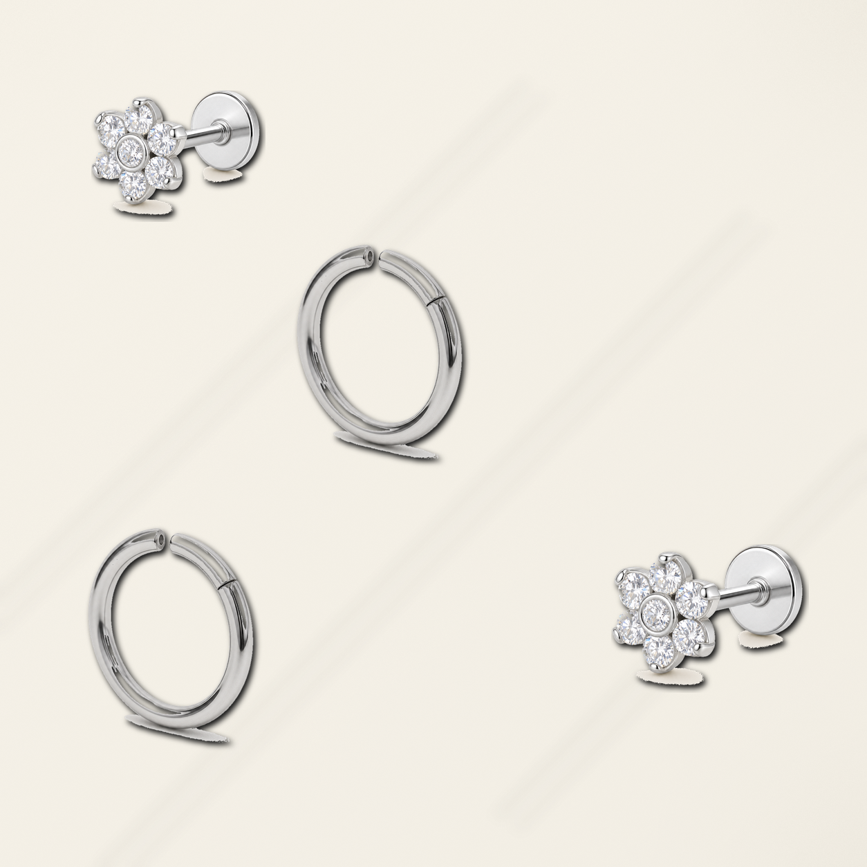 Implant Grade Titanium - Hoop - Silver - 20G (0.8 x 6 mm) - styling view